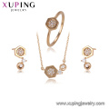 64483 Xuping new arrival top quality three pieces set Environmental Copper luxury gold jewelry set